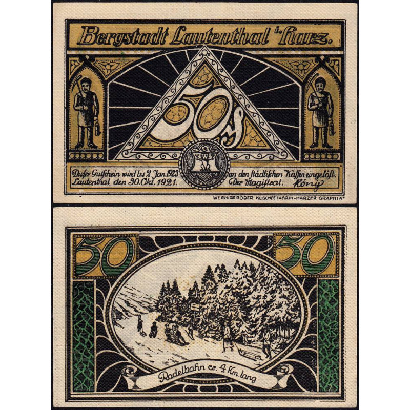 Allemagne - Notgeld - Lautenthal (Bergstadt Lautenthal) - 50 pfennig - 30/10/1921 - Etat : NEUF