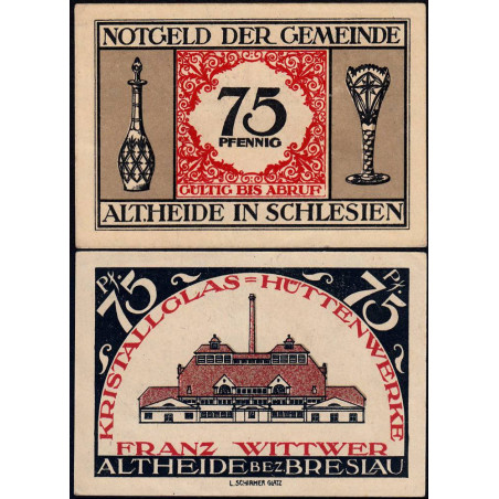 Pologne - Notgeld - Altheide (Polanica-Zdroj) - 75 pfennig - 1921 - Etat : SPL