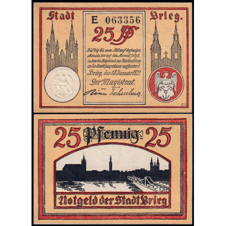 Pologne - Notgeld - Brieg (Brzeg) - 25 pfennig - Série E - 18/01/1921 - Etat : NEUF