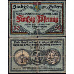 Allemagne - Notgeld - Geldern - 50 pfennig - Type a - 09/11/1918 - Etat : TB