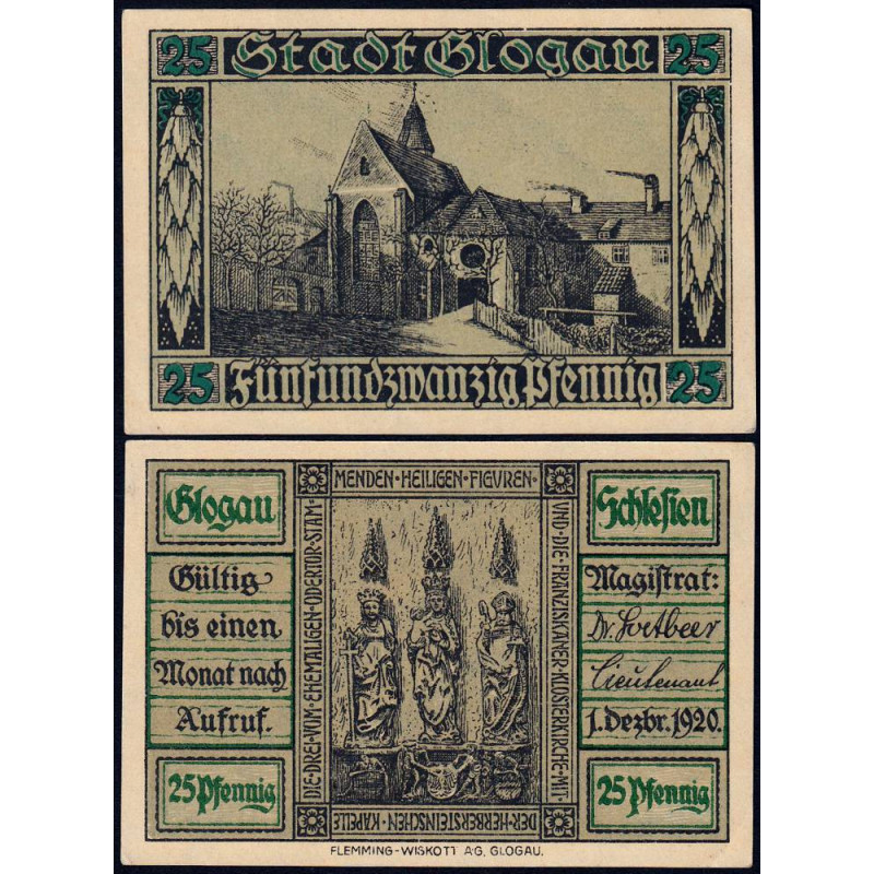 Pologne - Notgeld - Glogau (Glogow) - 25 pfennig - 01/12/1920 - Etat : NEUF