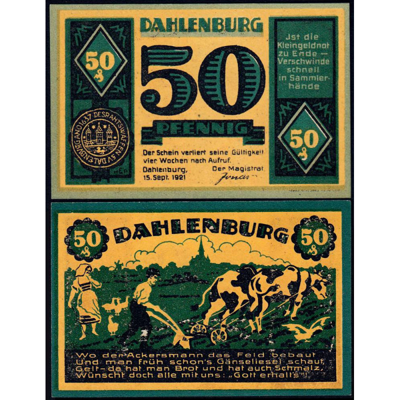 Allemagne - Notgeld - Dahlenburg - 50 pfennig - 15/09/1921 - Etat : NEUF