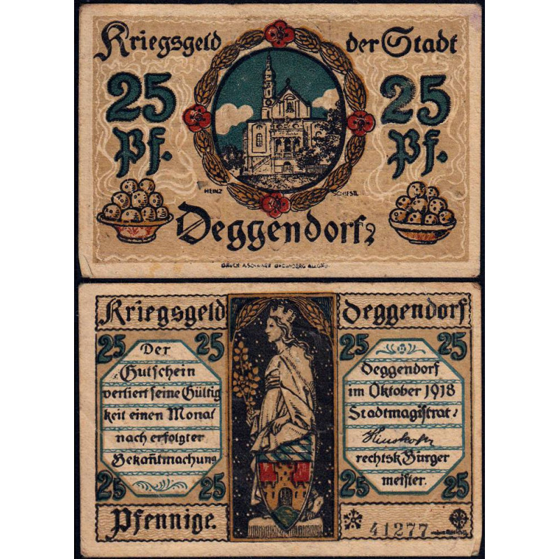 Allemagne - Notgeld - Deggendorf - 25 pfennig - 10/1918 - Etat : TB