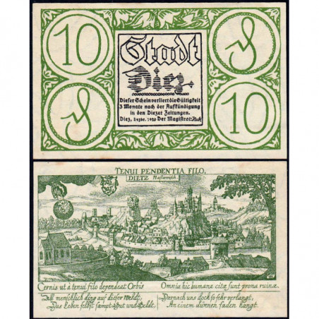 Allemagne - Notgeld - Diez - 10 pfennig - 12/1920 - Etat : SPL