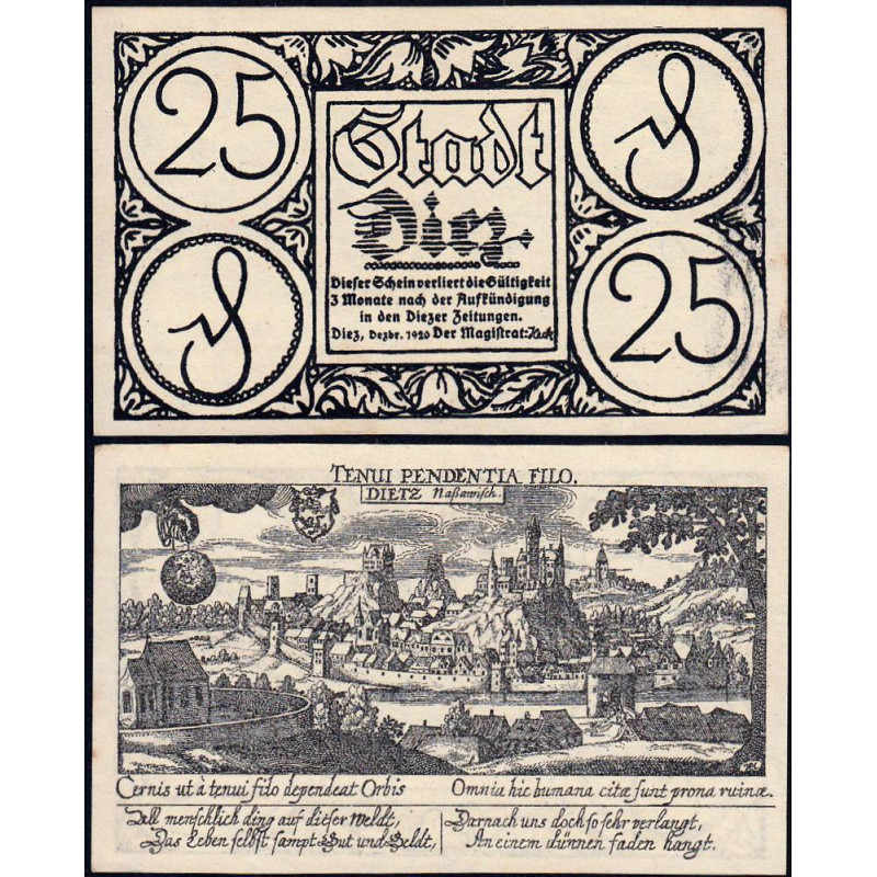Allemagne - Notgeld - Diez - 25 pfennig - 12/1920 - Etat : SPL