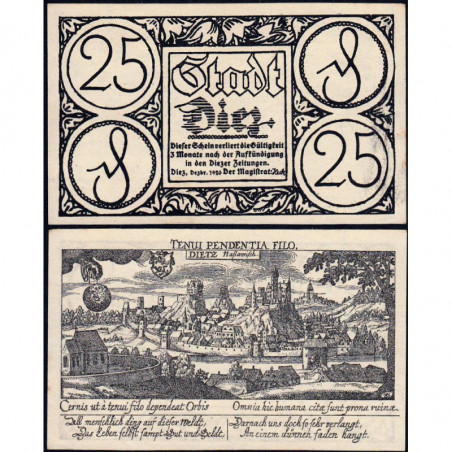 Allemagne - Notgeld - Diez - 25 pfennig - 12/1920 - Etat : SPL