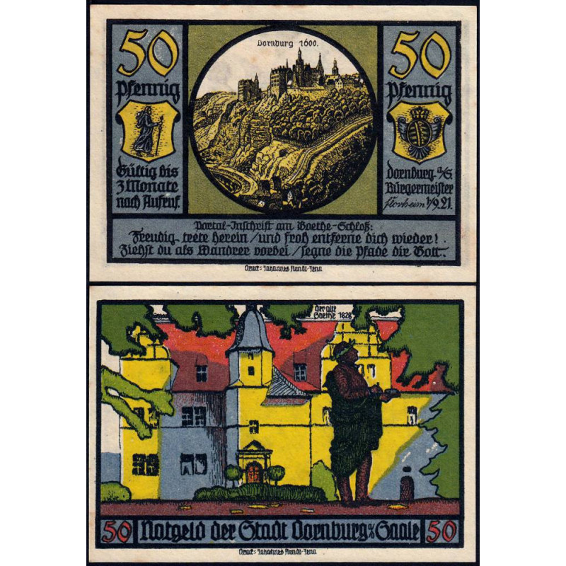 Allemagne - Notgeld - Dornburg - 50 pfennig - 01/09/1921 - Etat : SUP