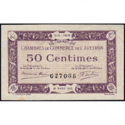Rodez et Millau - Pirot 108-1 - Sans série - 50 centimes - 12/03/1915 - Etat : SUP