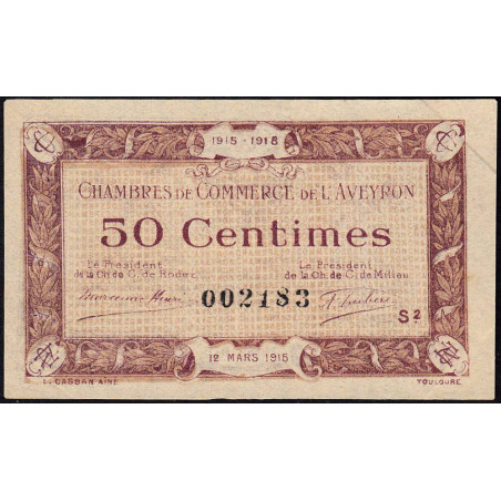 Rodez et Millau - Pirot 108-8 - 50 centimes - Série 2 - 12/03/1915 - Etat : SUP