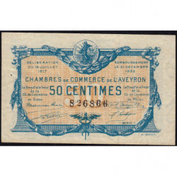 Rodez et Millau - Pirot 108-11 variété - Série 1 - 50 centimes - 19/07/1917 - Etat : SUP