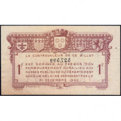 Rodez et Millau - Pirot 108-18 variété - 1 franc - Série  - 30/11/1921 - Etat : SUP+