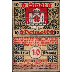 Allemagne - Notgeld - Detmold - 10 pfennig - 08/1920 - Etat : TB