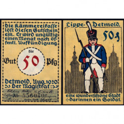 Allemagne - Notgeld - Detmold - 50 pfennig - Réf. 1f - 08/1920 - Etat : NEUF