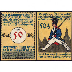 Allemagne - Notgeld - Detmold - 50 pfennig - Soldat 2a - 08/1920 - Etat : NEUF