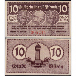 Allemagne - Notgeld - Düren - 10 pfennig - 20/07/1919 - Etat : pr.NEUF