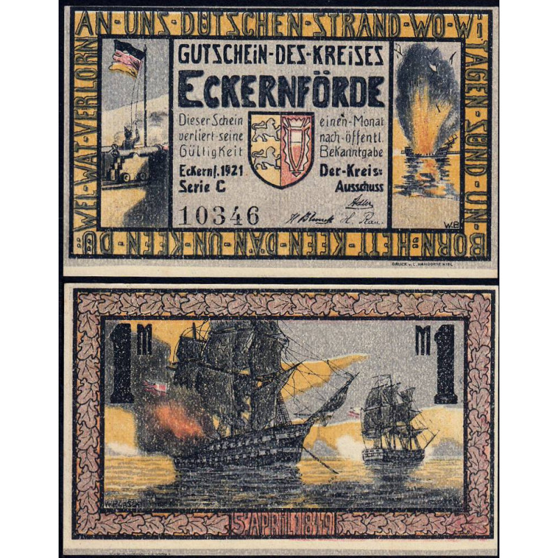 Allemagne - Notgeld - Eckernförde - 1 mark - Série C - 1921 - Etat : NEUF