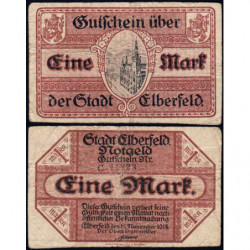 Allemagne - Notgeld - Elberfeld (Wuppertal) - 1 mark - Série C - 15/11/1918 - Etat : TB