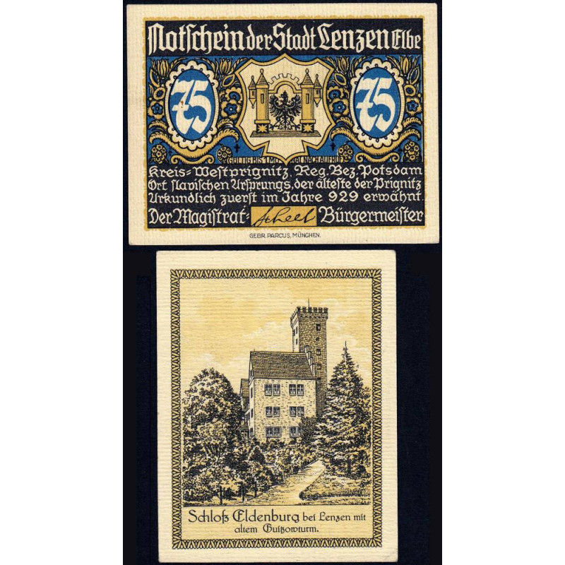 Allemagne - Notgeld - Lenzen an der Elbe - 75 pfennig - Type 1 - 1922 - Etat : SPL+