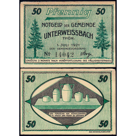 Allemagne - Notgeld - Unterweissbach - 50 pfennig - 01/07/1921 - Etat : SUP