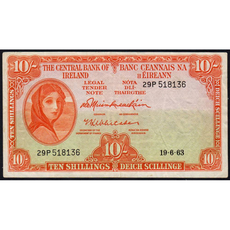Irlande - Pick 63 - 10 shillings - Série 29P - 19/06/1963 - Etat : TTB-