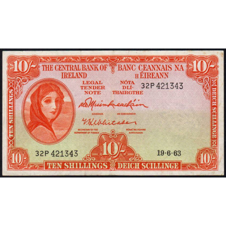 Irlande - Pick 63 - 10 shillings - Série 32P - 19/06/1963 - Etat : TTB