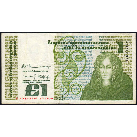 Irlande - Pick 70b - 1 pound - Série HJD - 19/11/1979 - Etat : B