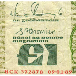 Irlande - Pick 70d - 1 pound - Série BCK - 09/01/1989 - Etat : B+