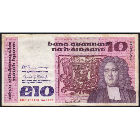 Irlande - Pick 72a - 10 pounds - Série EDC - 06/03/1979 - Etat : TB