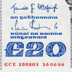 Irlande - Pick 73b - 20 pounds - Série GCE - 16/06/1986 - Etat : SPL+
