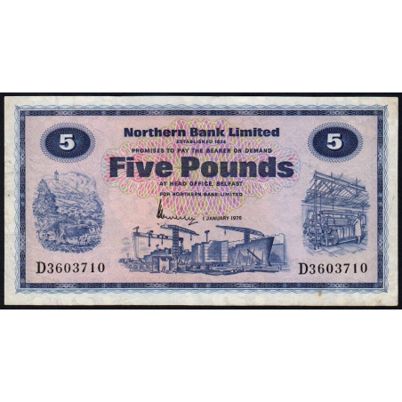 Irlande du Nord - Northern Bank - Pick 188c - 5 pounds - Série D - 01/01/1976 - Etat : TTB-