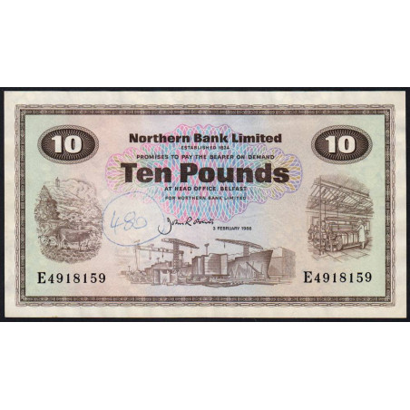 Irlande du Nord - Northern Bank - Pick 189e_2 - 10 pounds - Série E - 03/02/1986 - Etat : TB+