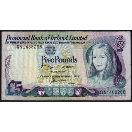 Irlande du Nord - Provincial Bank - Pick 248a - 5 pounds - 01/01/1977 - Etat : TB