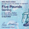 Irlande du Nord - Ulster Bank - Pick 343 - 5 pounds - Série AF - 12/04/2018 - Etat : NEUF