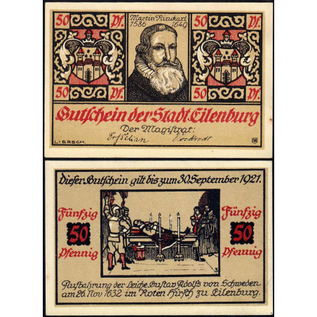 Allemagne - Notgeld - Eilenburg - 50 pfennig - Type 3 - 1921 - Etat : SPL+