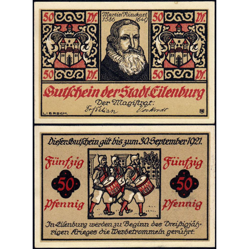 Allemagne - Notgeld - Eilenburg - 50 pfennig - Type 1 - 1921 - Etat : SPL+