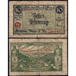 Allemagne - Notgeld - Ems (Bad Ems) - 10 pfennig - Série L - 18/11/1918 - Etat : B