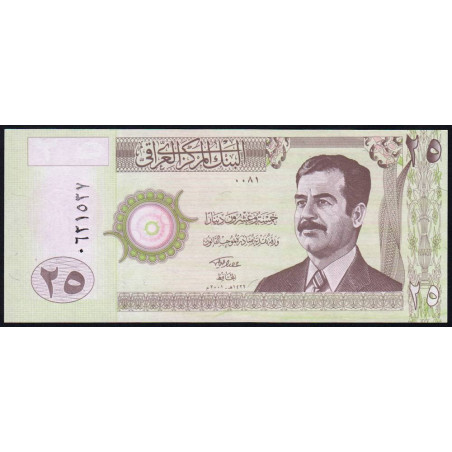Irak - Pick 86 - 25 dinars - Série 0081 - 2001 - Etat : NEUF