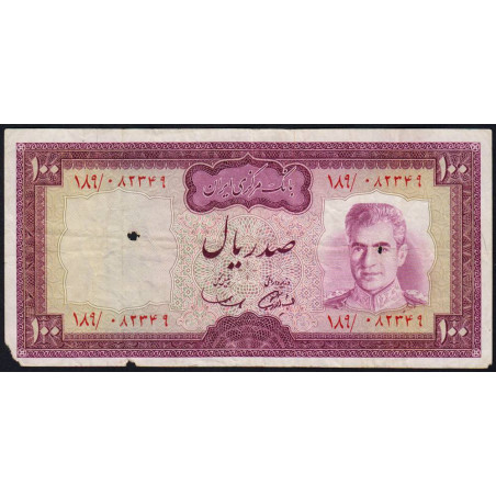 Iran - Pick 91a - 100 rials - Série 189 - 1971 - Etat : B