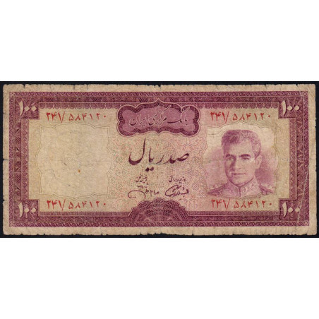 Iran - Pick 91c - 100 rials - Série 241 - 1971 - Etat : B+