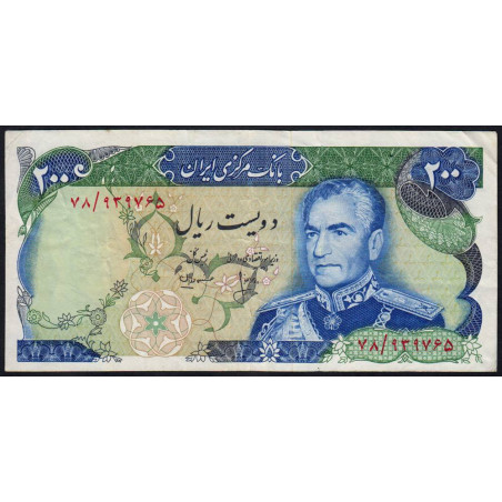 Iran - Pick 103b - 200 rials - Série 78 - 1975 - Etat : TTB