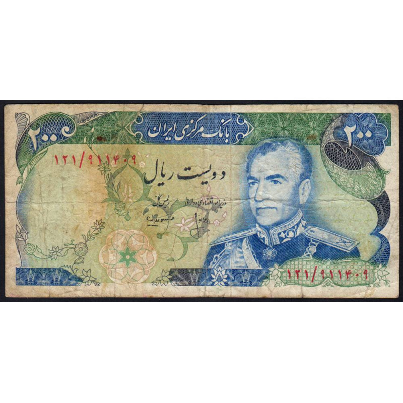 Iran - Pick 103c - 200 rials - Série 121 - 1975 - Etat : B+