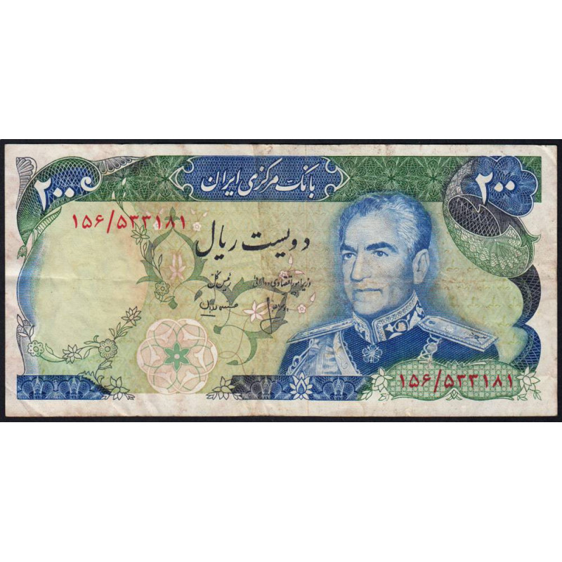 Iran - Pick 103c - 200 rials - Série 156 - 1975 - Etat : TB