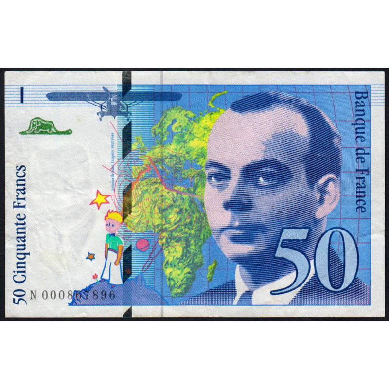 F 72-01aN - 1992 - 50 francs - Saint-Exupéry - Série N - Etat : TB