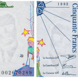 F 72-01b - 1992 - 50 francs - Saint-Exupéry - Série F - Etat : SPL
