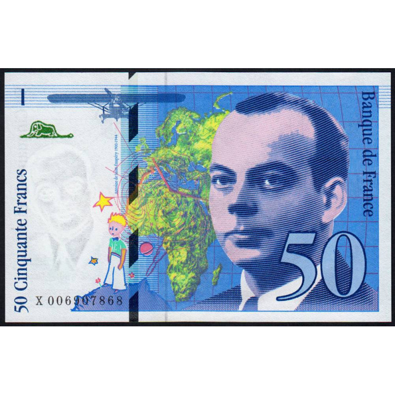 F 72-02 - 1993 - 50 francs - Saint-Exupéry - Série X - Etat : SPL