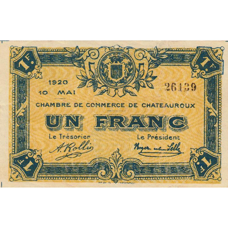 Chateauroux - Pirot 46-23 - 1 franc - 10/05/1920 - Etat : TTB+