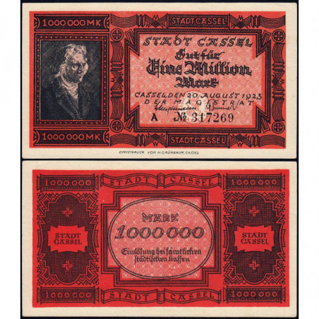 Allemagne - Notgeld - Cassel (Kassel) - 1 million mark - Série A - 20/08/1923 - Etat : SUP