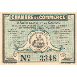 Aurillac (Cantal) - Pirot 16-11 - 25 centimes - Série H - 1917 - Etat : SPL
