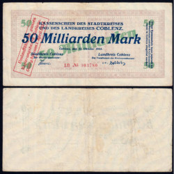 Allemagne - Notgeld - Coblenz - 50 milliards mark - Série BL - 22/10/1923 - Etat : TTB-