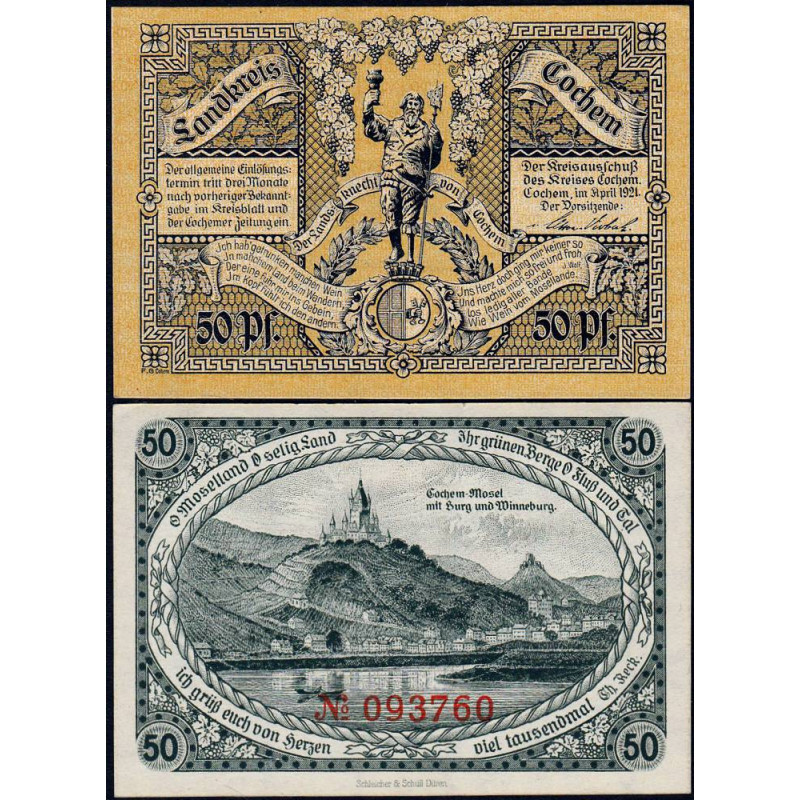 Allemagne - Notgeld - Cochem - 50 pfennig - 04/1921 - Etat : NEUF